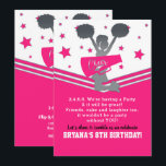 Varmrosa & Vita Stjärnor Cheer Cheerleading-fest Inbjudningar<br><div class="desc">Anpassa för alla evenemang</div>