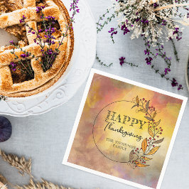 Varmt akvarell höstkrans familj Thanksgiving Pappersservett