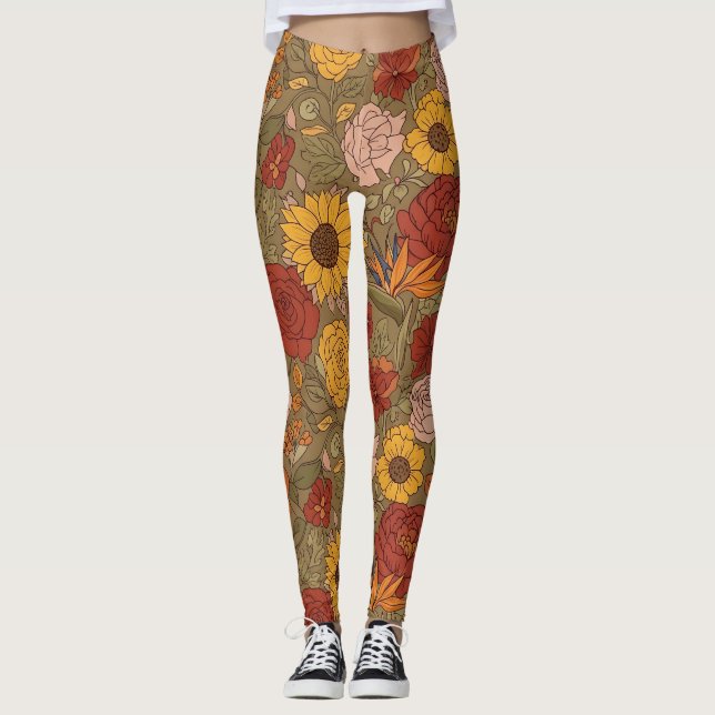 Varmt blommönstrat legging (Framsida)