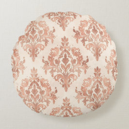 Varmt fersken-damask vattenfärg ornamental mönster rund kudde