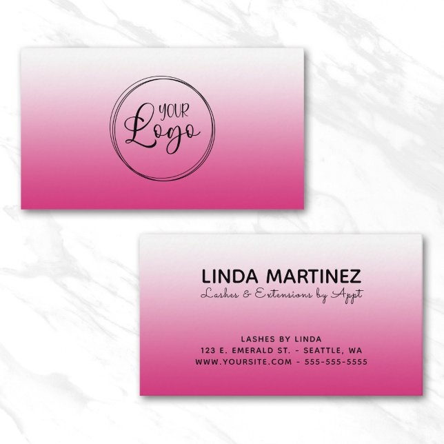 Varmt Fuchsia Rosa Gradient Logotyp Visitkort (Hot Fuchsia Pink Gradient Logo Business Card)