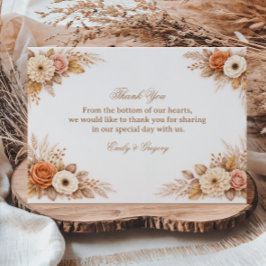 Varmt Höstblommigt Tacksamhet Tack Kort