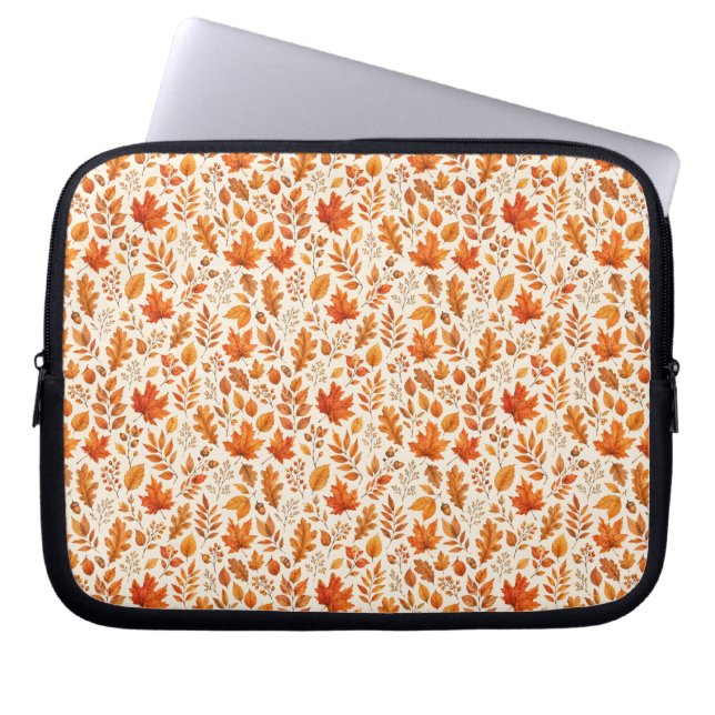 Varmt Höstlöv Sömlöst Mönster Laptop Fodral (Framsidan)