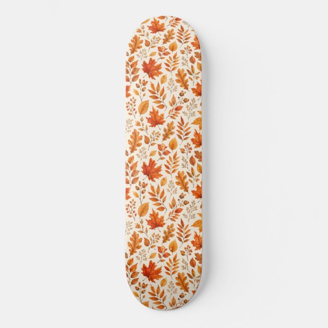 Varmt Höstlöv Sömlöst Mönster Mini Skateboard Bräda 18,5 Cm (Framsida)