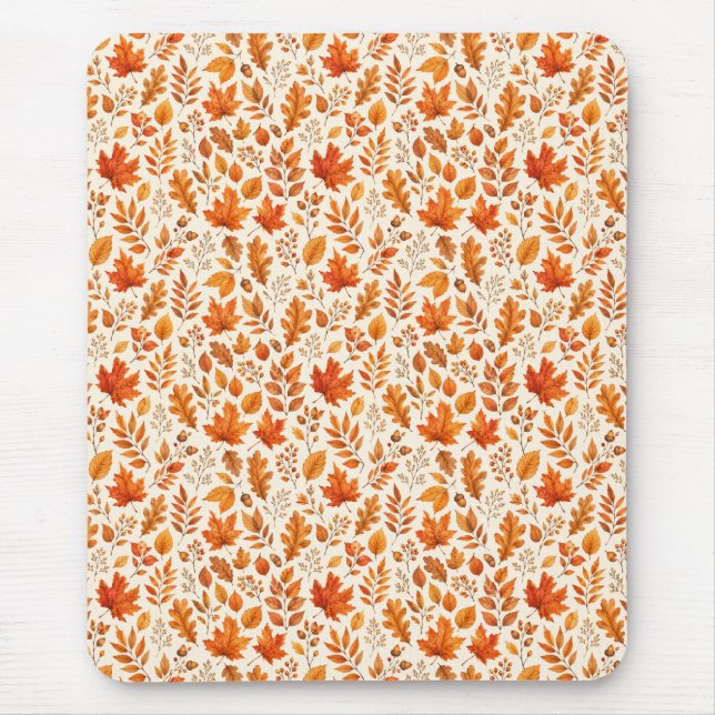 Varmt Höstlöv Sömlöst Mönster Musmatta (Framsidan)