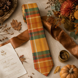 Varmt Höstskörde Tartan Rutigt Mönster Slips