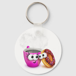 Varmt kaffe och en munk Keychain Nyckelring