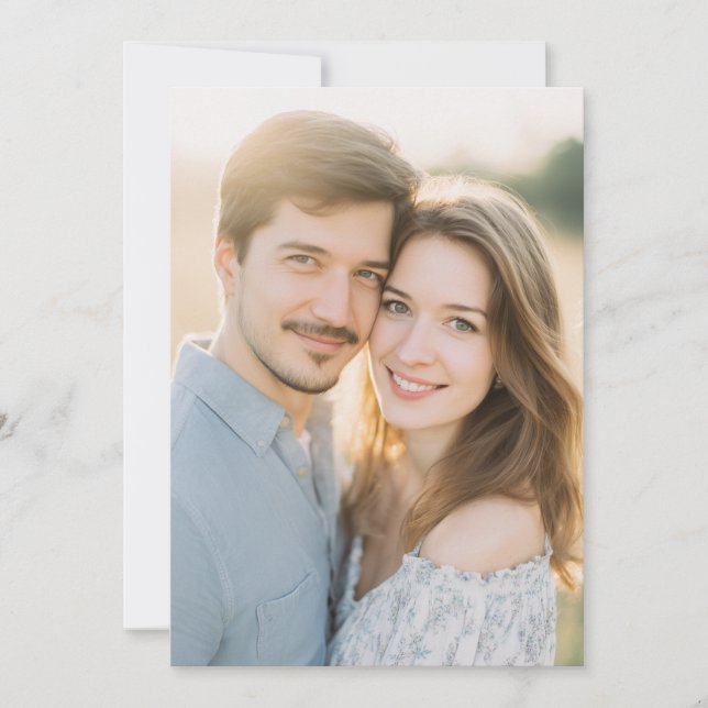 Varmt Ljusblå Romantisk Foto Inbjudningar (Framsida)