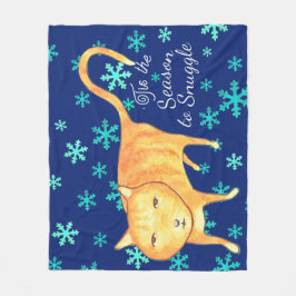 Varmt ludd & vinterflingor julkatt fleecefilt