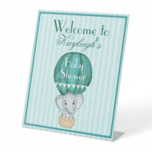 Varmt Luftballong Baby Pojke Elefant Bebis Shower