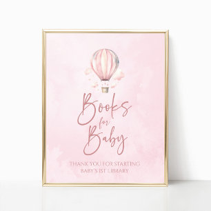 Varmt Luftballong Baby Shower Böcker För Baby Skyl Poster