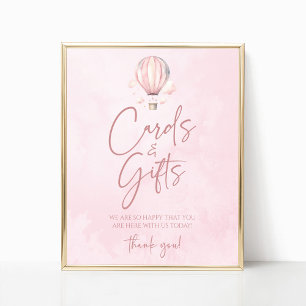 Varmt Luftballong Baby Shower Kort och Gåvor Skylt