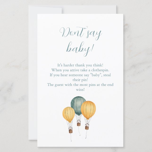 Varmt Luftballong Baby Shower-spel (Framsida)