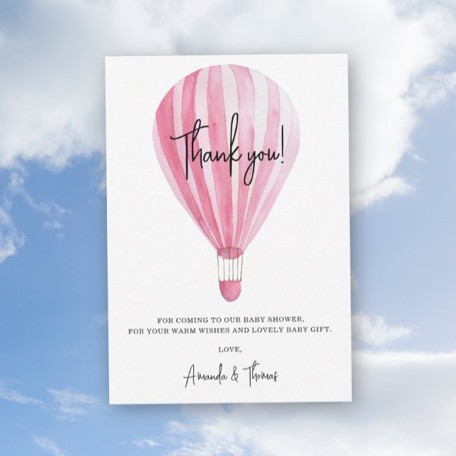 Varmt luftballong baby shower tack kort (Skapare uppladdad)