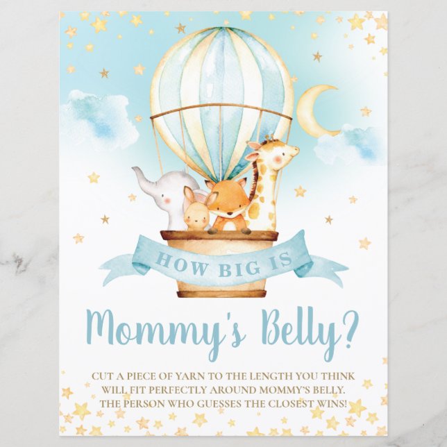 Varmt Luftballong Djur Hur Stort är Mamas Buk Lek (Framsida)