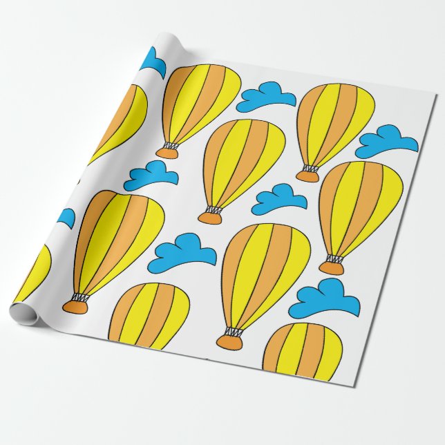 Varmt Luftballong Moln Varmt Luftballong Presentpapper (Utrullad)