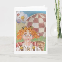 Varmt luftballong pilot gratulationskort kort