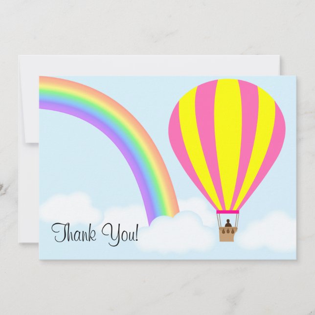 Varmt Luftballong Platt Greeting Card - på Ljusblå (Framsida)
