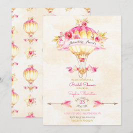 Varmt luftballong Rosa Guld Gult Pilarer Rosor Inbjudningar