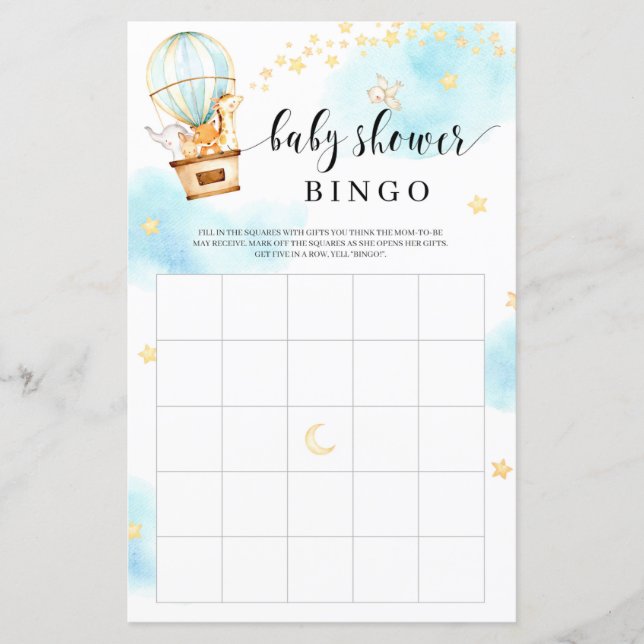 Varmt luftballong söta djur baby shower spel (Framsida)