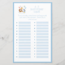 Varmt Luftballonger Djur A-Z Baby Shower Spel