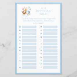 Varmt Luftballonger Djur A-Z Baby Shower Spel