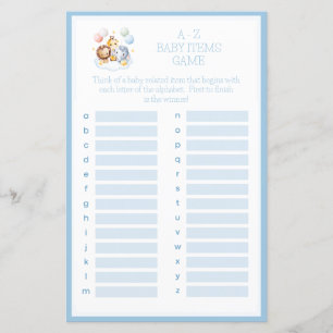 Varmt Luftballonger Djur A-Z Baby Shower Spel