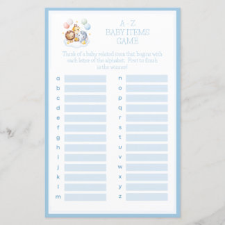 Varmt Luftballonger Djur A-Z Baby Shower Spel