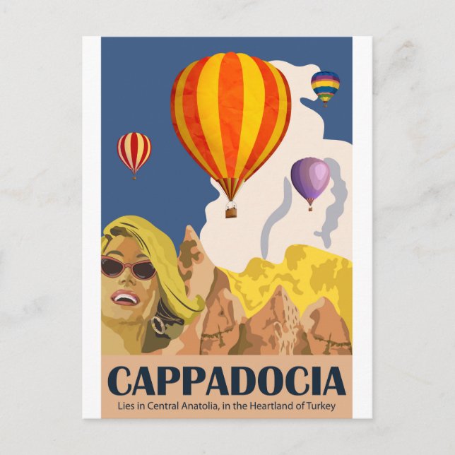 Varmt luftballonger över Cappadocia Vykort (Framsida)