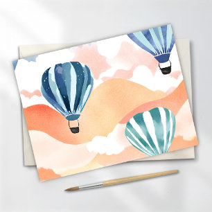 Varmt Luftballonger Pastell Akvarell Helg Vykort
