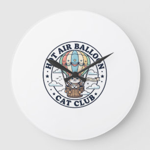Varmt Luftballongskatt Söt Katt T-Shirt Design - V Stor Klocka