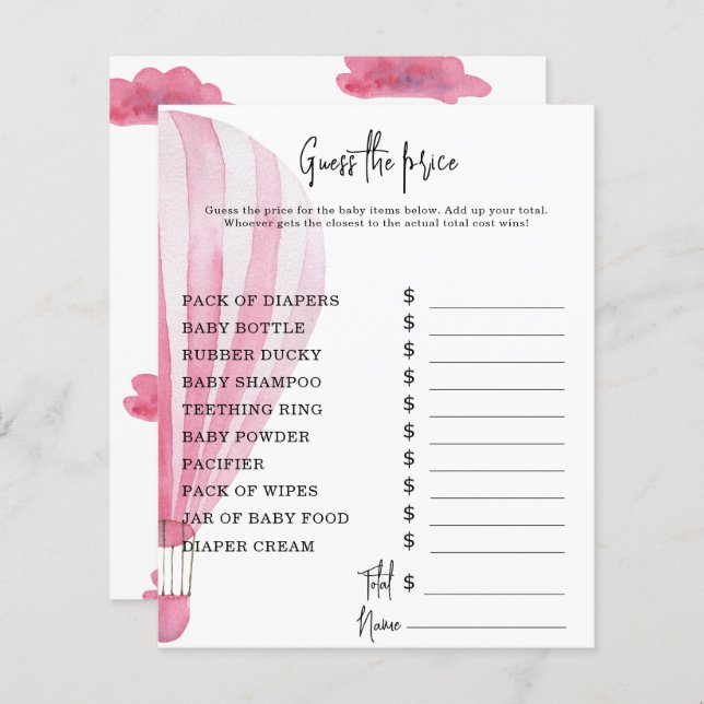 Varmt luftballongspartyspel | Prisgissningsspel (Fram/baksida)