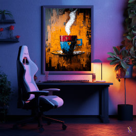 Varmt Moment Modern Expressionist Kaffekopp Poster