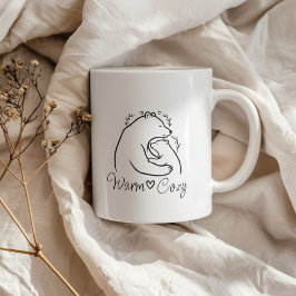 Varmt mysig björnknuff Linjekonst Design Kaffemugg