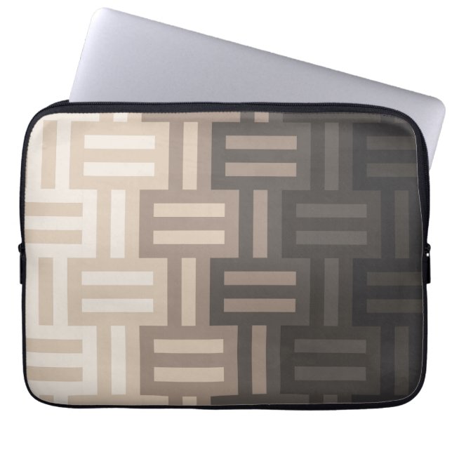 Varmt neutrala nyanser quiltmönster laptop fodral (Framsidan)