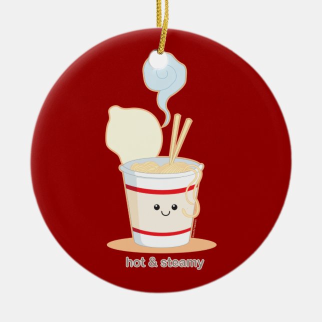 Varmt och ångande julgransprydnad keramik (Framsidan)