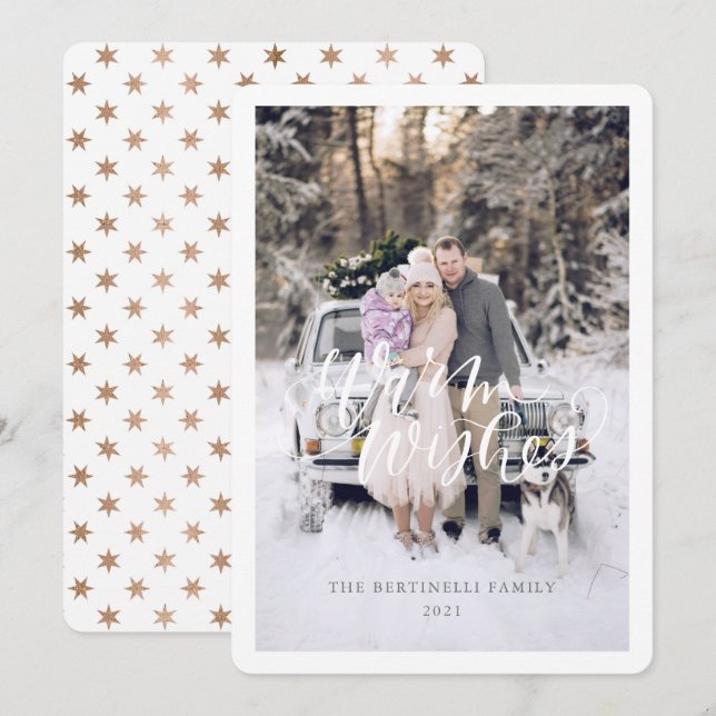 Varmt önskad julkort Platt Holiday Card (Fram/baksida)