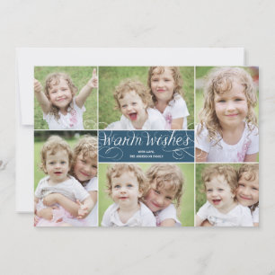 Varmt önskade virvlar Holiday Photo Card - Marinbl Julkort