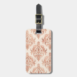 Varmt persika-damask-mönster i vattenfärg ornament bagagebricka