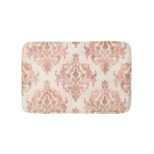 Varmt persika-damask vattenfärg ornamental mönster badrumsmatta