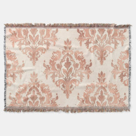 Varmt persika-damask vattenfärg ornamental mönster filt