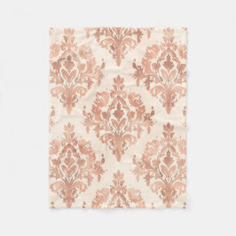 Varmt persika-damask vattenfärg ornamental mönster fleecefilt