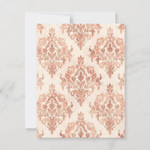 Varmt persika-damask vattenfärg ornamental mönster kort