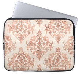 Varmt persika-damask vattenfärg ornamental mönster laptop fodral