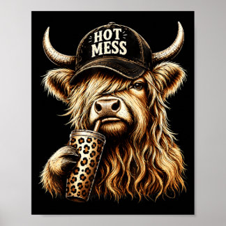 Varmt Rödis Höglands Ko Roligt Sött Kaffe Älskare Poster