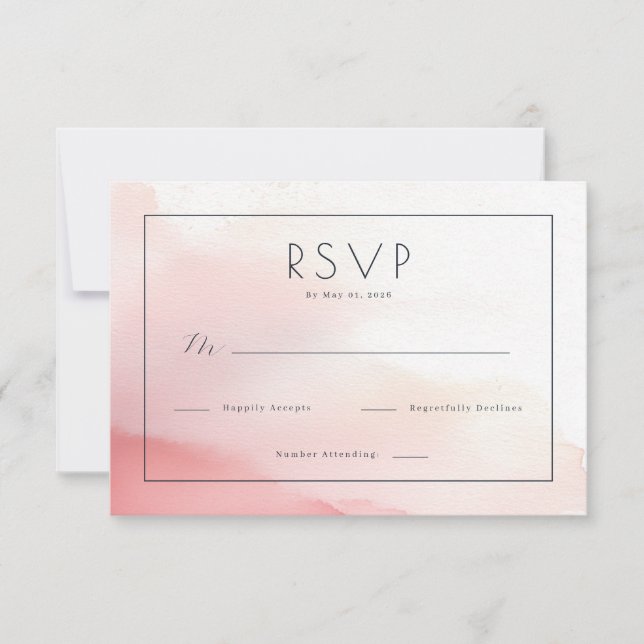 Varmt Rodnad Akvarell RSVP OSA Kort (Framsida)