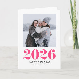 Varmt rosa 2025 Fet typografi Nyår Foto Helgkort