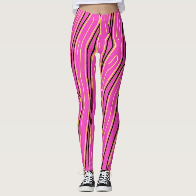 Varmt rosa abstrakt mönster "Ratti_Creative_Arts" Leggings (Framsida)