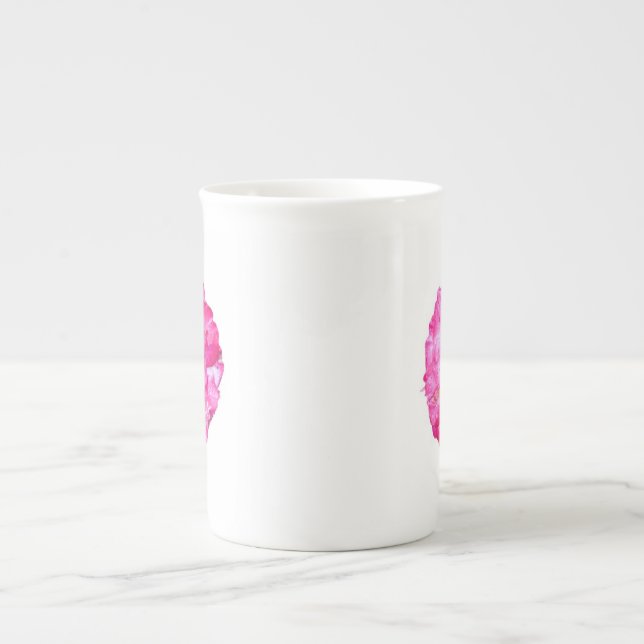 Varmt rosa benporslinsmugg benporslin mugg (Framsidan)