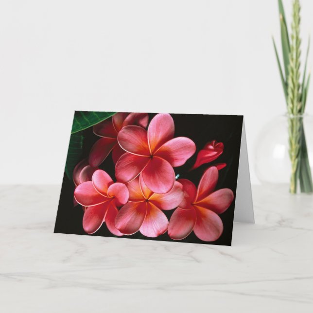 Varmt rosa blommig anteckningskorta kort (Framsida)